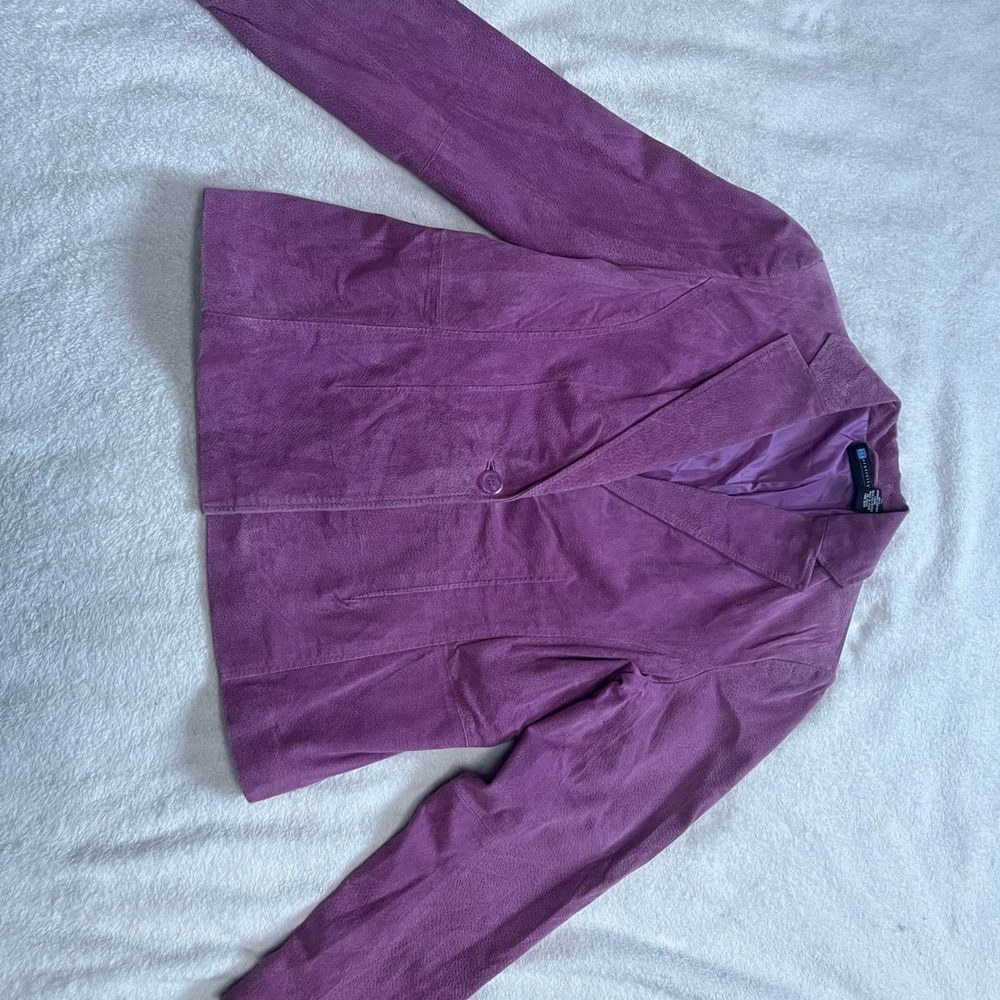 Relativity Purple Suede Leather Blazer Jacket - Picture 5 of 5
